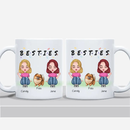 Besties - Personalized Best Friends and Dog Mug