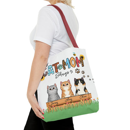 Personalized Cat Mom Tote Bag - Up to 3 Cats - This Cat Mom Belongs To